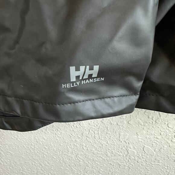 Helly Hansen Black Windbreaker Jacket Small Removable Hood Outdoors Packable - Picture 5 of 15